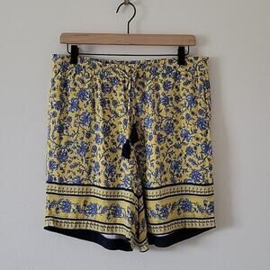 J. Jill Yellow Blue French Country Print Pull-on Shorts Size Medium M